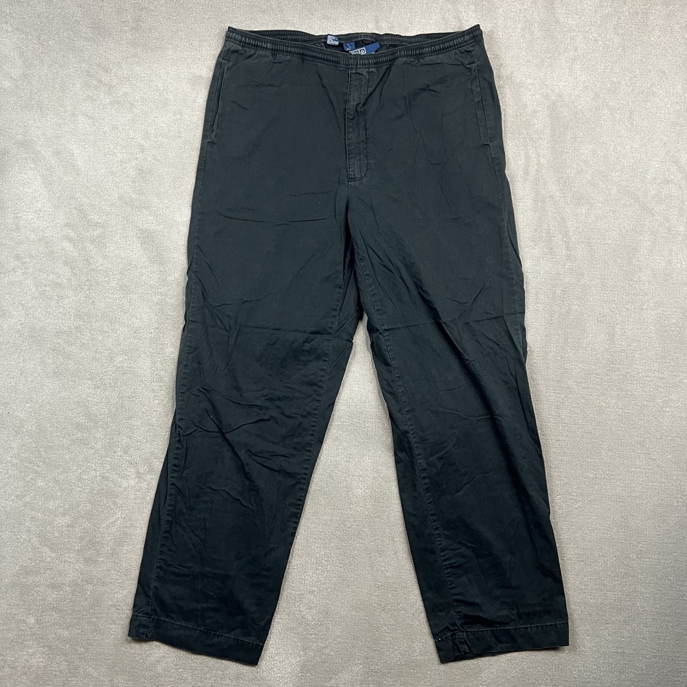 Polo Ralph Lauren Mens XL Black Cotton Elastic Waist Chino Pants Straight Leg